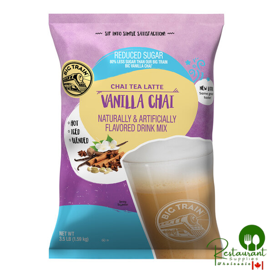 Big Train 3.5 lb. Reduced Sugar Vanilla Chai Tea Latte Mix - 4/Case