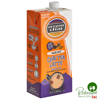Oregon Chai Sugar-Free Original Chai Tea Latte 1:1 Concentrate 32 fl. oz. - 6/Case