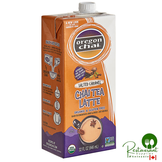 Oregon Chai Organic Salted Caramel Chai Tea Latte 1:1 Concentrate 32 fl. oz. - 6/Case