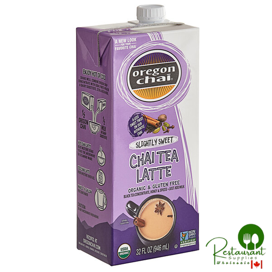 Oregon Chai Organic Slightly Sweet Chai Tea Latte 1:1 Concentrate 32 fl. oz. - 6/Case