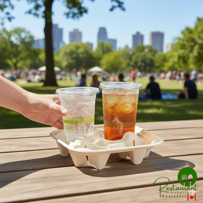 World Centric 4-Cup Compostable Drink Carrier - 600/Case