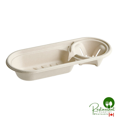 World Centric Compostable Fiber Tray with Cup Holder 13" x 5" - 300/Case