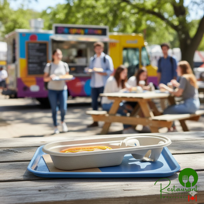 World Centric Compostable Fiber Tray with Cup Holder 13" x 5" - 300/Case