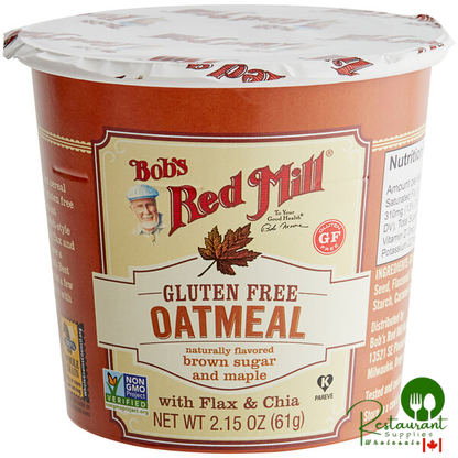 Bob's Red Mill Maple Brown Sugar Gluten-Free Single Serving Oatmeal Cup - 12/Case