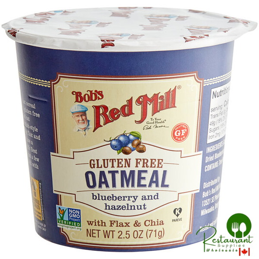 Bob's Red Mill Blueberry Hazelnut Gluten-Free Single Serving Oatmeal Cup - 12/Case