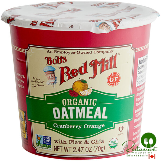 Bob's Red Mill Cranberry Orange Gluten-Free Organic Single Serving Oatmeal Cup - 12/Case