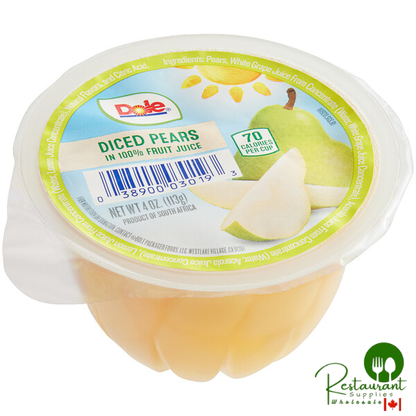 Dole Diced Pears in Juice 4 oz. Cup - 36/Case