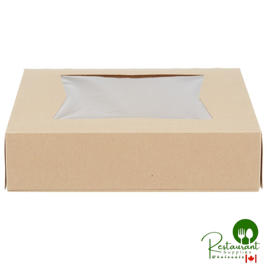 10" x 10" x 2 1/2" Kraft Customizable Auto-Popup Window Bakery Box - 200/Bundle