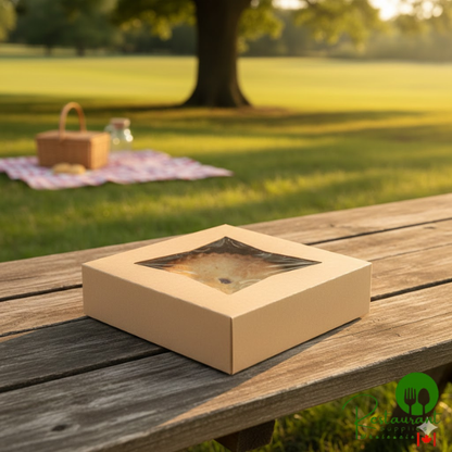 10" x 10" x 2 1/2" Kraft Customizable Auto-Popup Window Bakery Box - 200/Bundle