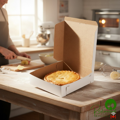 10" x 10" x 2 1/2" White Customizable Pie / Bakery Box - 250/Bundle