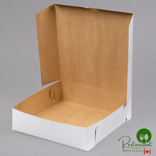 9" x 9" x 2 1/2" White Customizable Bakery Box - 250/Bundle
