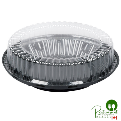 D&W Fine Pack 10" Black Pie Container with Clear High Dome Lid - 160/Case