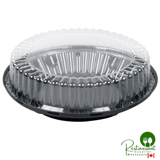 D&W Fine Pack 10" Black Pie Container with Clear High Dome Lid - 160/Case