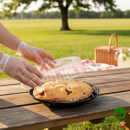 D&W Fine Pack 10" Black Pie Container with Clear High Dome Lid - 160/Case