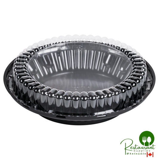 D&W Fine Pack 9" Black Pie Container with Clear Low Dome Lid - 160/Case