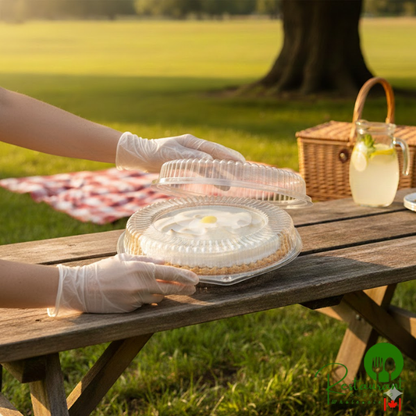 D&W Fine Pack 9" Black Pie Container with Clear Low Dome Lid - 160/Case