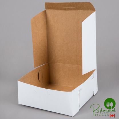 6" x 6" x 2 1/2" White Customizable Bakery Box - 250/Bundle