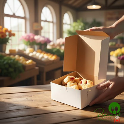 6" x 6" x 2 1/2" White Customizable Bakery Box - 250/Bundle