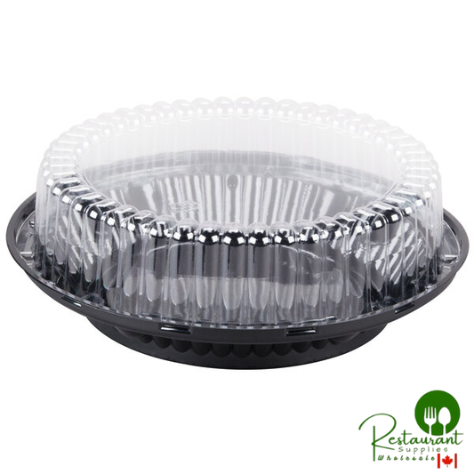 D&W Fine Pack 9" Black Pie Container with Clear High Dome Lid - 160/Case