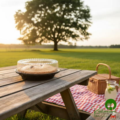 D&W Fine Pack 9" Black Pie Container with Clear High Dome Lid - 160/Case