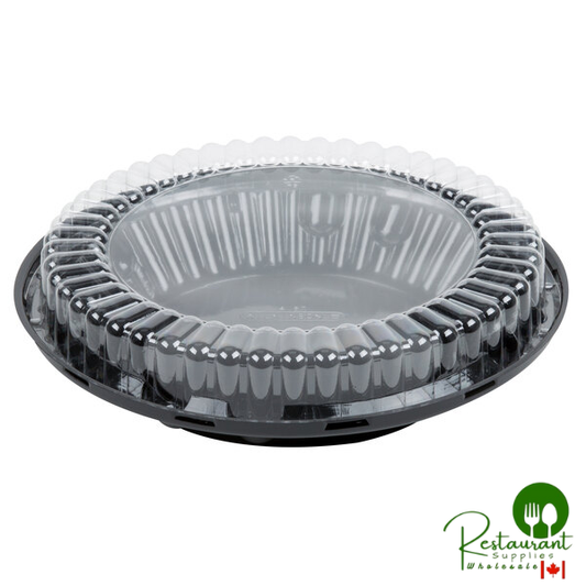 D&W Fine Pack 10" Black Pie Container with Clear Low Dome Lid - 160/Case