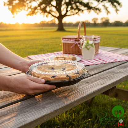 D&W Fine Pack 10" Black Pie Container with Clear Low Dome Lid - 160/Case