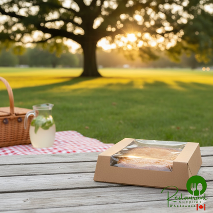 10" x 10" x 2 1/2" Kraft Auto-Popup Window Bakery Box w/ Grease-Resistant Interior - 100/Case