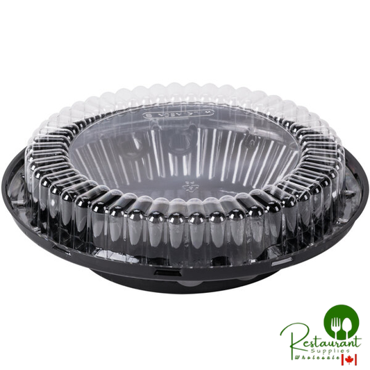 D&W Fine Pack 8" Black Pie Container with Clear Low Dome Lid - 100/Case