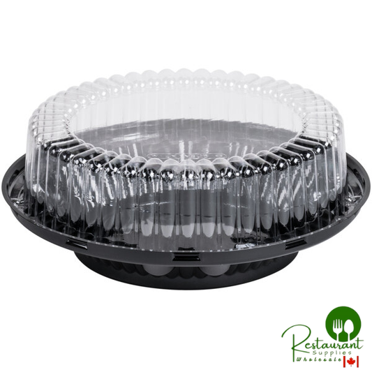 D&W Fine Pack 8" Black Pie Container with Clear High Dome Lid - 100/Case
