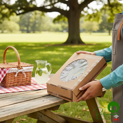 Inno-Pak To Go Fresh 10" x 10" x 2 1/2" Kraft Auto-Popup Window Pie / Bakery Box - 100/Case