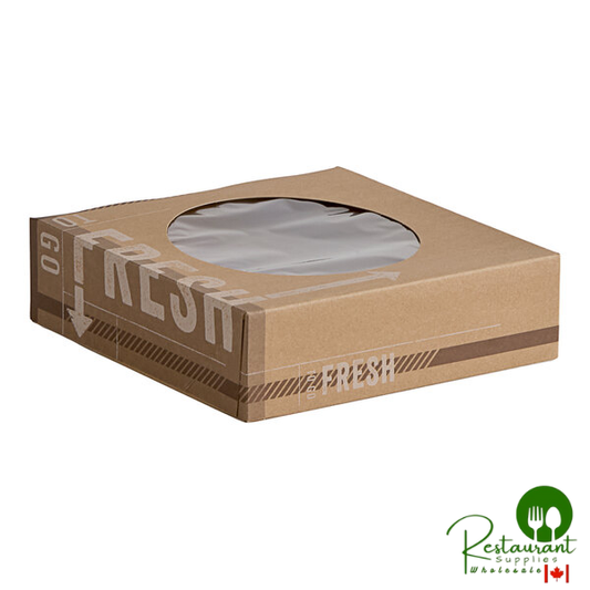 Inno-Pak To Go Fresh 9" x 9" x 2 1/2" Kraft Auto-Popup Window Pie / Bakery Box - 100/Case