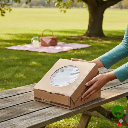 Inno-Pak To Go Fresh 8" x 8" x 2 1/2" Kraft Auto-Popup Window Pie / Bakery Box - 100/Case