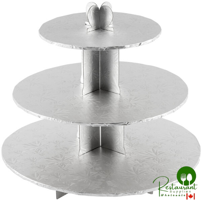 Enjay CS-SILVER 3-Tier Disposable Silver Cupcake Treat Stand - 6/Case