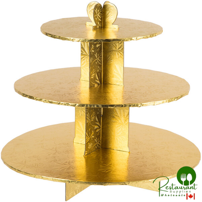 Enjay CS-GOLD 3-Tier Disposable Gold Cupcake Treat Stand - 6/Case