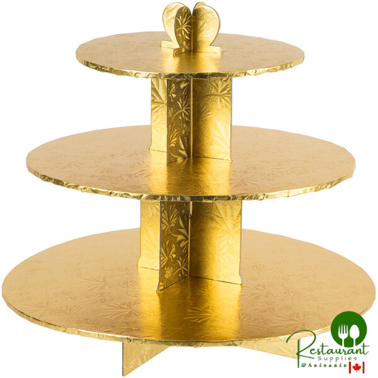Enjay CS-GOLD 3-Tier Disposable Gold Cupcake Treat Stand - 6/Case