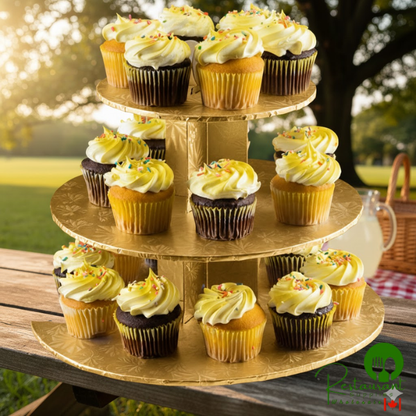 Enjay CS-GOLD 3-Tier Disposable Gold Cupcake Treat Stand - 6/Case