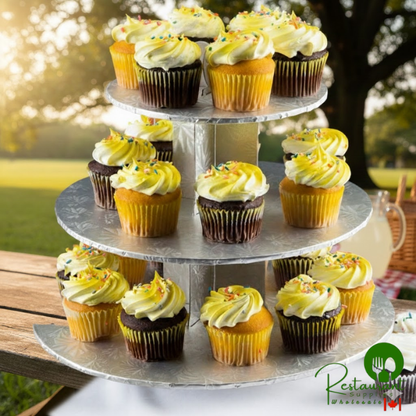 Enjay CS-WHITE 3-Tier Disposable White Cupcake Treat Stand - 6/Case