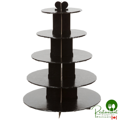 Enjay CS-5T-BLACK 5-Tier Disposable Black Cupcake Treat Stand - 6/Case