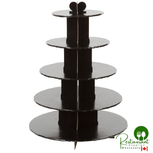 Enjay CS-5T-BLACK 5-Tier Disposable Black Cupcake Treat Stand - 6/Case