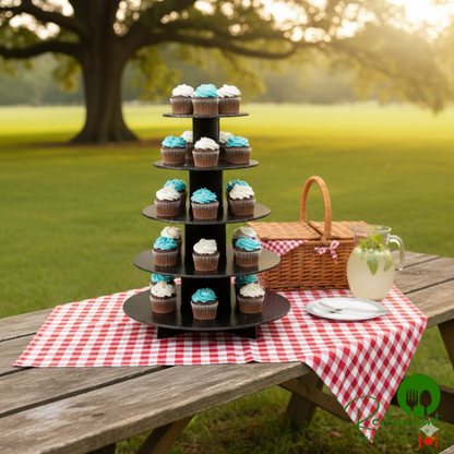Enjay CS-5T-BLACK 5-Tier Disposable Black Cupcake Treat Stand - 6/Case