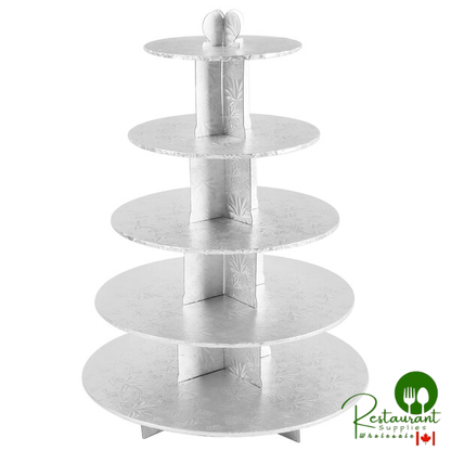 Enjay CS-5T-SILVER 5-Tier Disposable Silver Cupcake Treat Stand - 6/Case