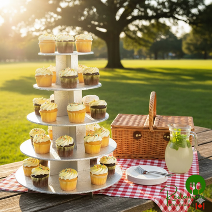 Enjay CS-5T-SILVER 5-Tier Disposable Silver Cupcake Treat Stand - 6/Case