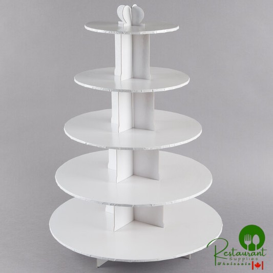 Enjay CS-5T-WHITE 5-Tier Disposable White Cupcake Treat Stand - 6/Case