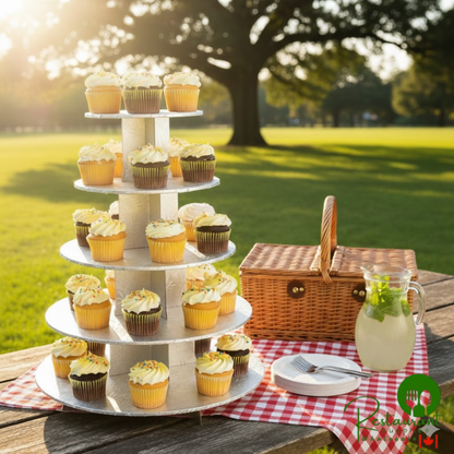 Enjay CS-5T-WHITE 5-Tier Disposable White Cupcake Treat Stand - 6/Case