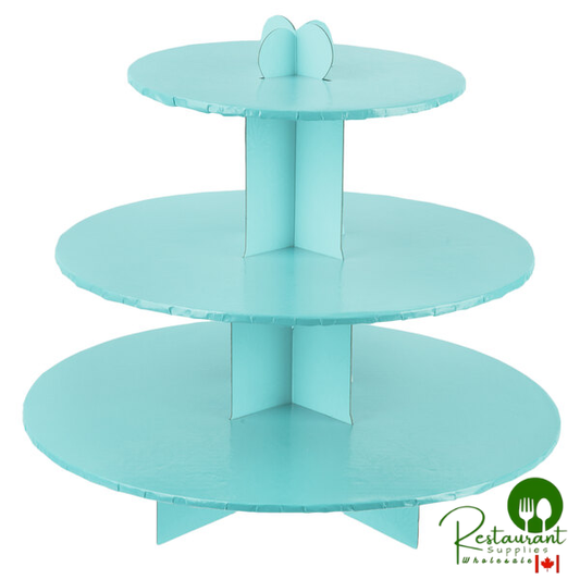Enjay CS-BLUE 3-Tier Disposable Blue Cupcake Treat Stand - 6/Case