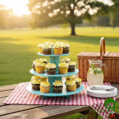 Enjay CS-BLUE 3-Tier Disposable Blue Cupcake Treat Stand - 6/Case