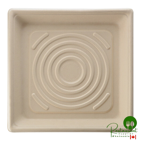 Fineline 43ST10 Conserveware 10 1/4" Tan Bagasse Square Tray - 200/Case