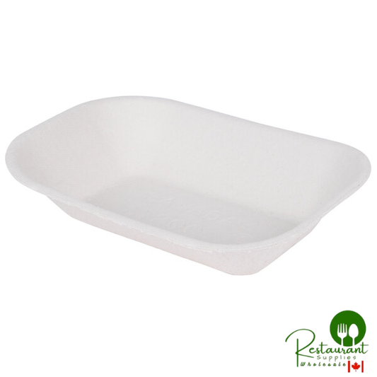 Huhtamaki Chinet 10404 Savaday 7 1/2" x 5 1/2" #200 White Molded Fiber / Pulp Rectangular Food Tray - 1,000/Case