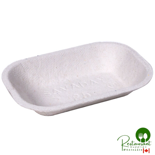 Huhtamaki Chinet 10407 Savaday 5" x 3 1/2" # 25 Molded Fiber / Pulp Rectangular Food Tray - 1,000/Case