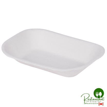 Huhtamaki Chinet 10403 Savaday 7" x 5" #100 White Molded Fiber / Pulp Rectangular Food Tray - 1,000/Case